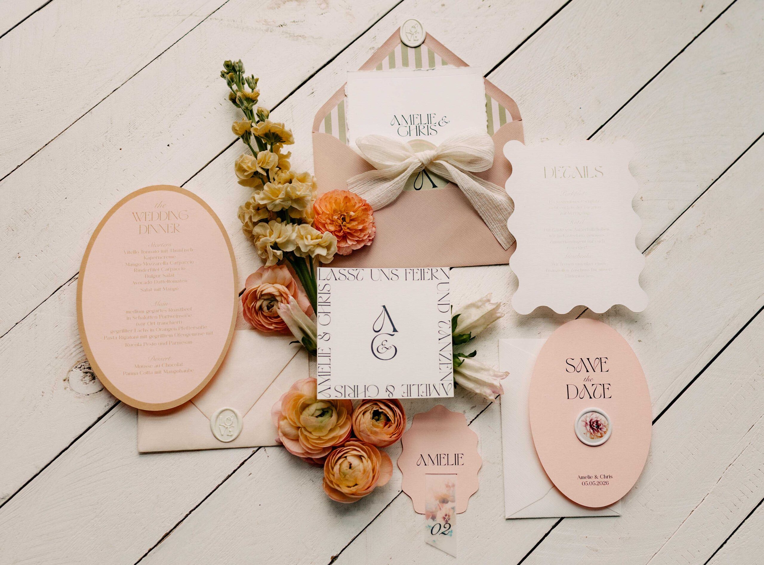 Hochzeitspapeterie aus einem Guss