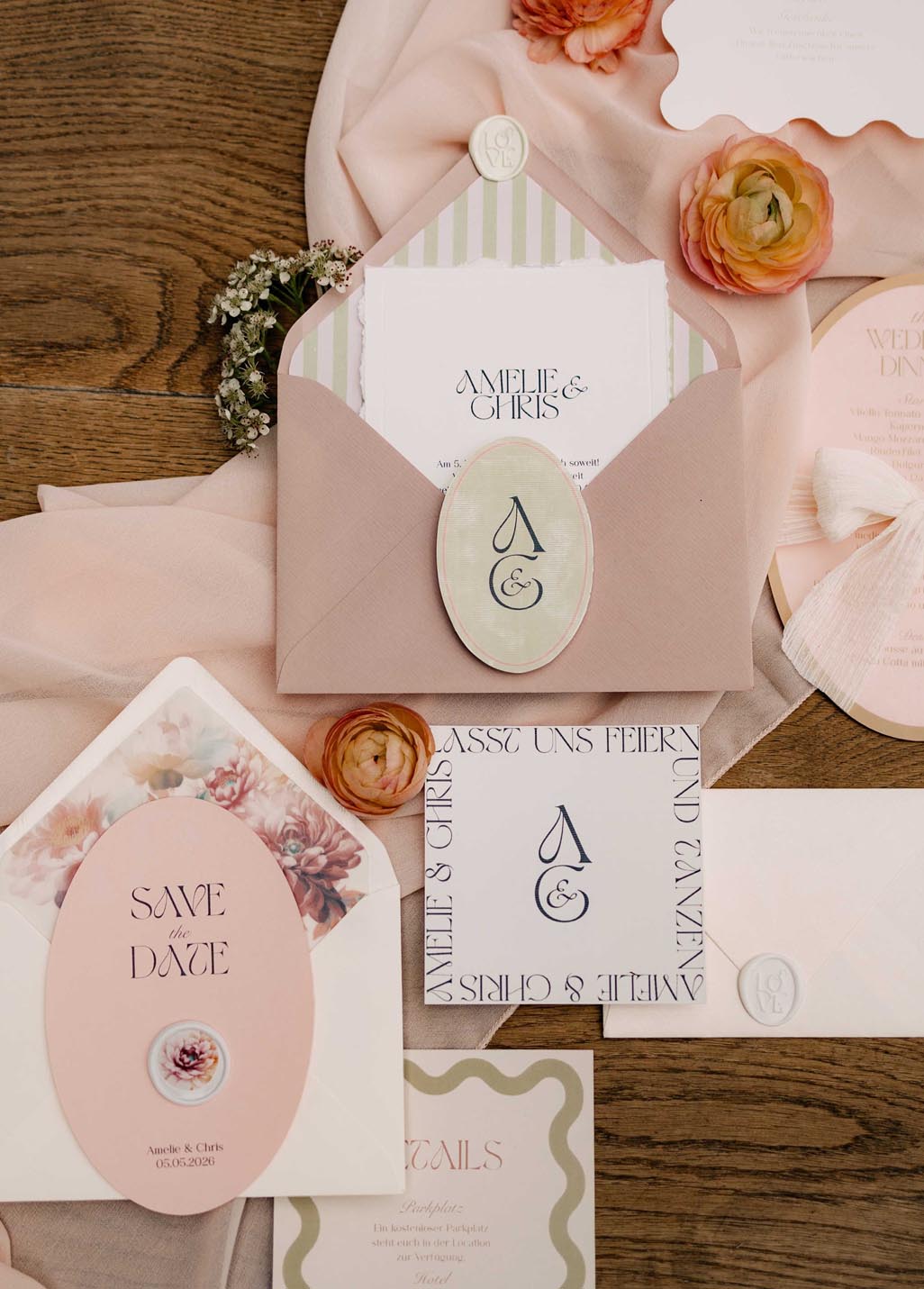 romantische Hochzeitspapeterie